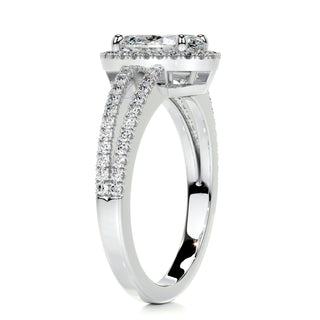 0.90ct Oval Cut Halo Split Shank Diamond Moissanite Engagement Ring