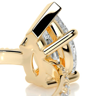 Elegant 1.5ct pear hidden halo moissanite ring front view