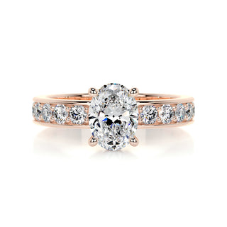 1.0 CT Oval Cut Pave Diamond Moissanite Engagement Ring