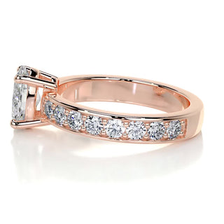 1.0 CT Oval Cut Pave Diamond Moissanite Engagement Ring