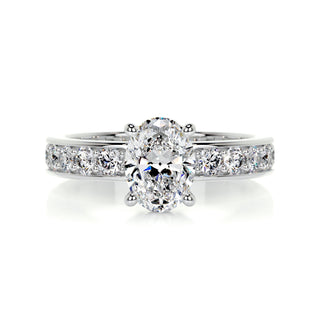 1.0 CT Oval Cut Pave Diamond Moissanite Engagement Ring
