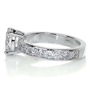 1.0 CT Oval Cut Pave Diamond Moissanite Engagement Ring