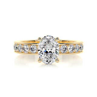 1.0 CT Oval Cut Pave Diamond Moissanite Engagement Ring