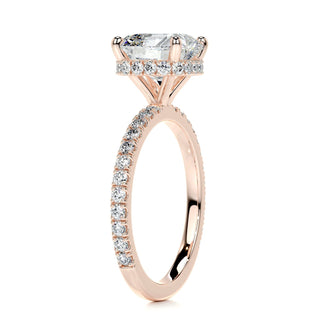 Exquisite 2.0ct cushion hidden halo moissanite ring side profile view image 2