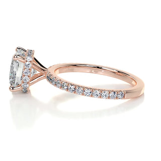 Exquisite 2.0ct cushion hidden halo moissanite ring close up of the setting image 2