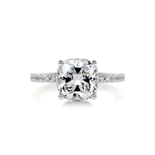 Exquisite 2.0ct cushion hidden halo moissanite ring top view image 2
