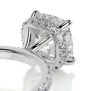 Exquisite 2.0ct cushion hidden halo moissanite ring three quarter angled view image 2