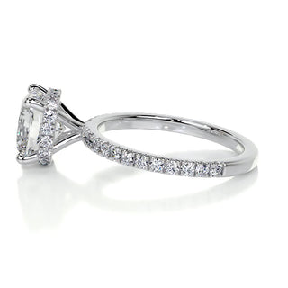 Exquisite 2.0ct cushion hidden halo moissanite ring sparkle close up image 2