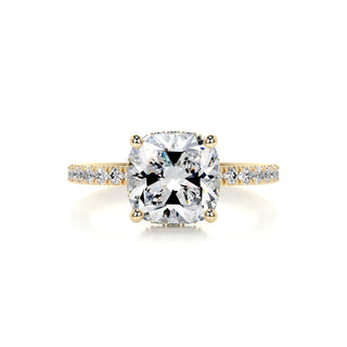 Gorgeous 2.0ct cushion hidden halo moissanite ring macro detail of the stones