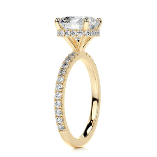 Exquisite 2.0ct cushion hidden halo moissanite ring angled view showing its sparkle image 3