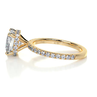 Exquisite 2.0ct cushion hidden halo moissanite ring side profile view image 3