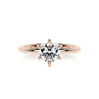 0.75 CT Round Cut Solitaire Halo Moissanite Engagement Ring front view