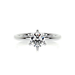 0.75 CT Round Cut Solitaire Halo Moissanite Engagement Ring band view