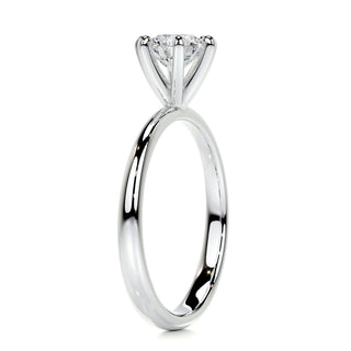 Elegant 1.0ct round solitaire moissanite ring side profile view