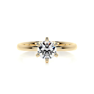 Modern 1.0ct round solitaire moissanite ring front view