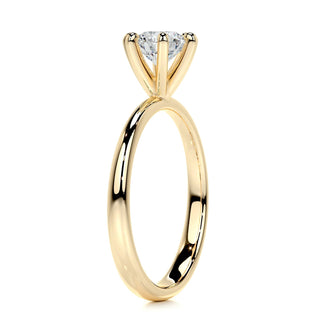 0.75 CT Round Cut Solitaire Halo Moissanite Engagement Ring on hand