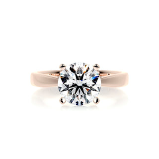 Shimmering 2.0ct round solitaire moissanite ring front view