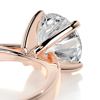 Shimmering 2.0ct round solitaire moissanite ring angled view showing its sparkle