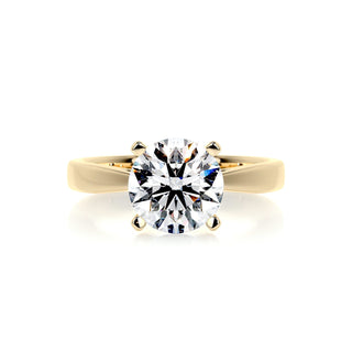 Shimmering 2.0ct round solitaire moissanite ring macro detail of the stones