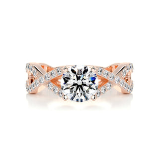 1.15ct Round Cut Split Shank Pave Moissanite Diamond Engagement Ring