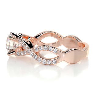 1.15ct Round Cut Split Shank Pave Moissanite Diamond Engagement Ring