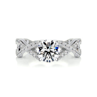 1.15ct Round Cut Split Shank Pave Moissanite Diamond Engagement Ring