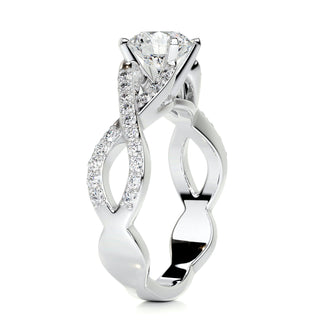 1.15ct Round Cut Split Shank Pave Moissanite Diamond Engagement Ring