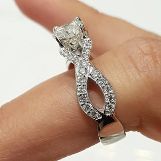 1.15ct Round Cut Split Shank Pave Moissanite Diamond Engagement Ring