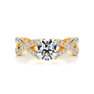 1.15ct Round Cut Split Shank Pave Moissanite Diamond Engagement Ring