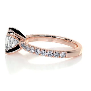 1.07 CT Princess Cut Pave Diamond Moissanite Engagement Ring