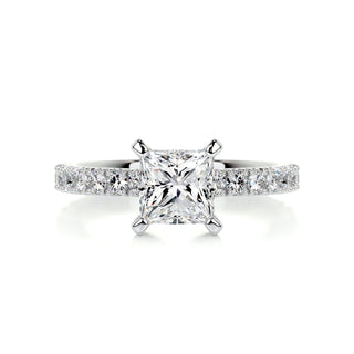 1.0ct Princess Cut Pave Diamond Moissanite Engagement Ring