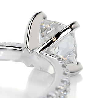 1.0ct Princess Cut Pave Diamond Moissanite Engagement Ring