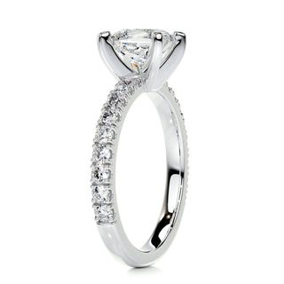 1.0ct Princess Cut Pave Diamond Moissanite Engagement Ring