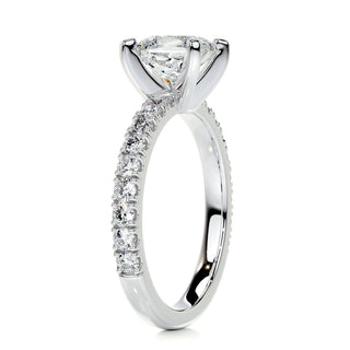 1.07 CT Princess Cut Pave Diamond Moissanite Engagement Ring