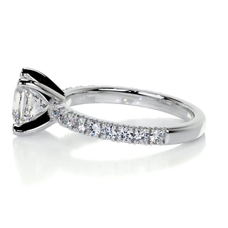 1.0ct Princess Cut Pave Diamond Moissanite Engagement Ring