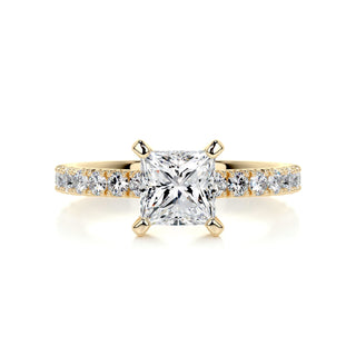 1.0ct Princess Cut Pave Diamond Moissanite Engagement Ring