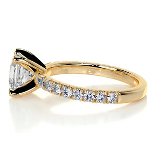 1.0ct Princess Cut Pave Diamond Moissanite Engagement Ring