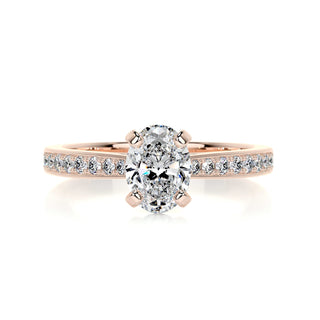 0.82ct Oval Cut Pave Cathedral Diamond Moissanite Engagement Ring