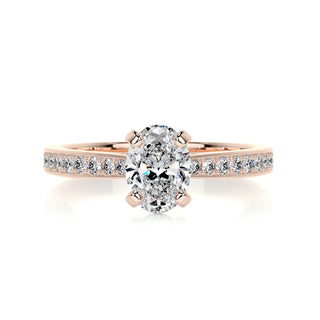 1.0ct Oval Cut Pave Moissanite Engagement Ring