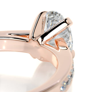 0.82ct Oval Cut Pave Cathedral Diamond Moissanite Engagement Ring