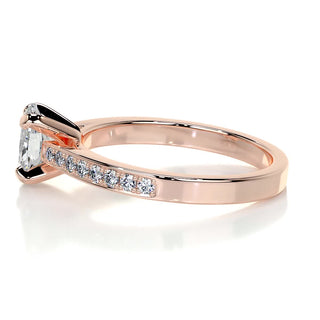 0.82ct Oval Cut Pave Cathedral Diamond Moissanite Engagement Ring
