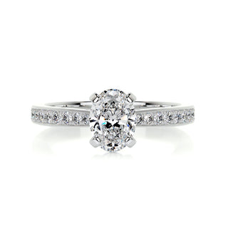 0.82ct Oval Cut Pave Cathedral Diamond Moissanite Engagement Ring
