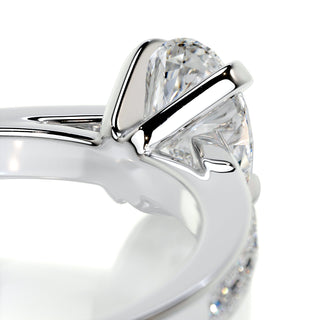 0.82ct Oval Cut Pave Cathedral Diamond Moissanite Engagement Ring