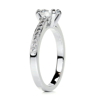 0.82ct Oval Cut Pave Cathedral Diamond Moissanite Engagement Ring