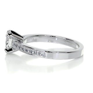 0.82ct Oval Cut Pave Cathedral Diamond Moissanite Engagement Ring