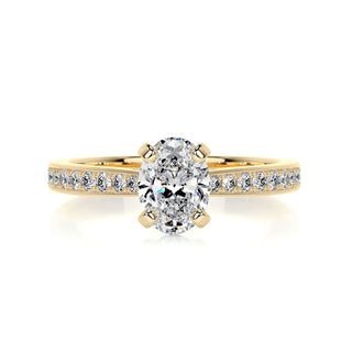 0.82ct Oval Cut Pave Cathedral Diamond Moissanite Engagement Ring