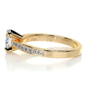 0.82ct Oval Cut Pave Cathedral Diamond Moissanite Engagement Ring