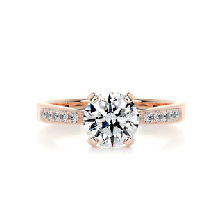 1.25ct Round Cut Channel Pave Moissanite Diamond Engagement Ring