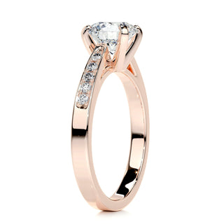 1.25ct Round Cut Channel Pave Moissanite Diamond Engagement Ring
