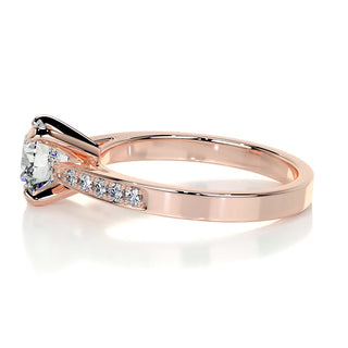 1.25ct Round Cut Channel Pave Moissanite Diamond Engagement Ring